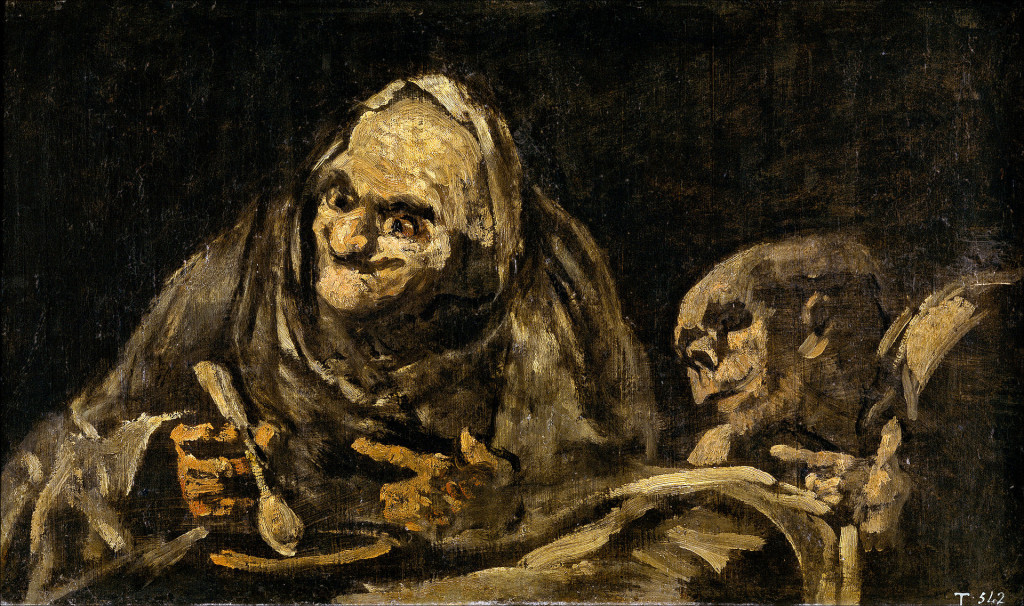 Un vecchio che mangia la minestra  Dipinto di F. Goya del Periodo Nero